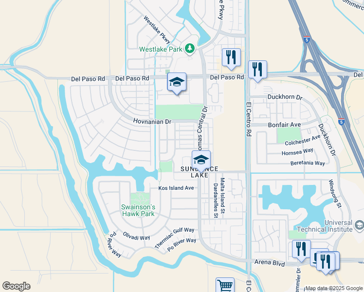 map of restaurants, bars, coffee shops, grocery stores, and more near 3720 Gozo Island Avenue in Sacramento