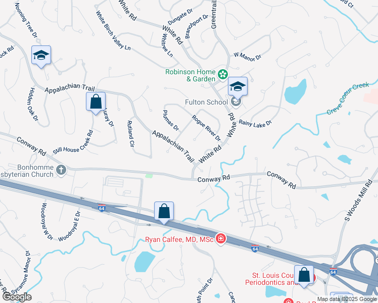 map of restaurants, bars, coffee shops, grocery stores, and more near 14544 Appalachian Trail in Chesterfield