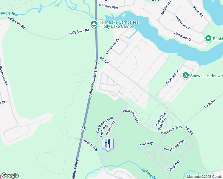 map of restaurants, bars, coffee shops, grocery stores, and more near 24965 Crooked Stick Way in Millsboro