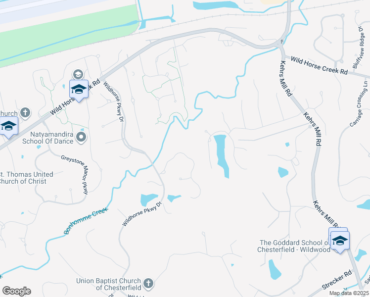 map of restaurants, bars, coffee shops, grocery stores, and more near 17668 Bridgeway Circle Drive in Chesterfield