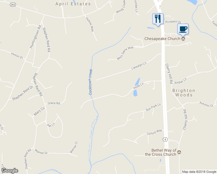 map of restaurants, bars, coffee shops, grocery stores, and more near 215 Hoile Lane in Huntingtown
