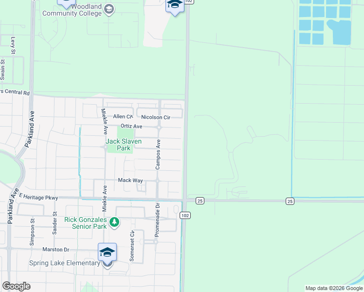 map of restaurants, bars, coffee shops, grocery stores, and more near 2796 Garrett Place in Woodland
