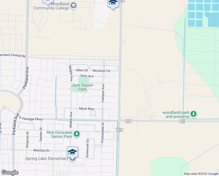 map of restaurants, bars, coffee shops, grocery stores, and more near 1701 Campos Avenue in Woodland