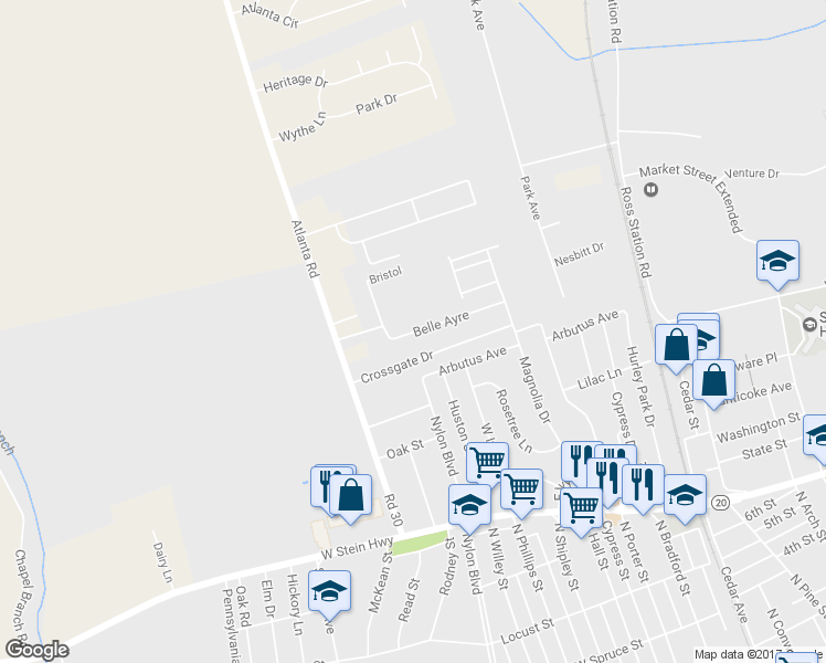 map of restaurants, bars, coffee shops, grocery stores, and more near 112 Belle Ayre in Seaford