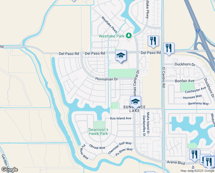 map of restaurants, bars, coffee shops, grocery stores, and more near 4430 Libyan Sea Lane in Sacramento