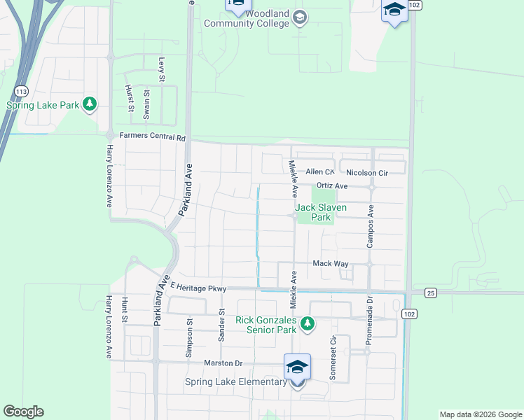 map of restaurants, bars, coffee shops, grocery stores, and more near 2355 Galvin Way in Woodland