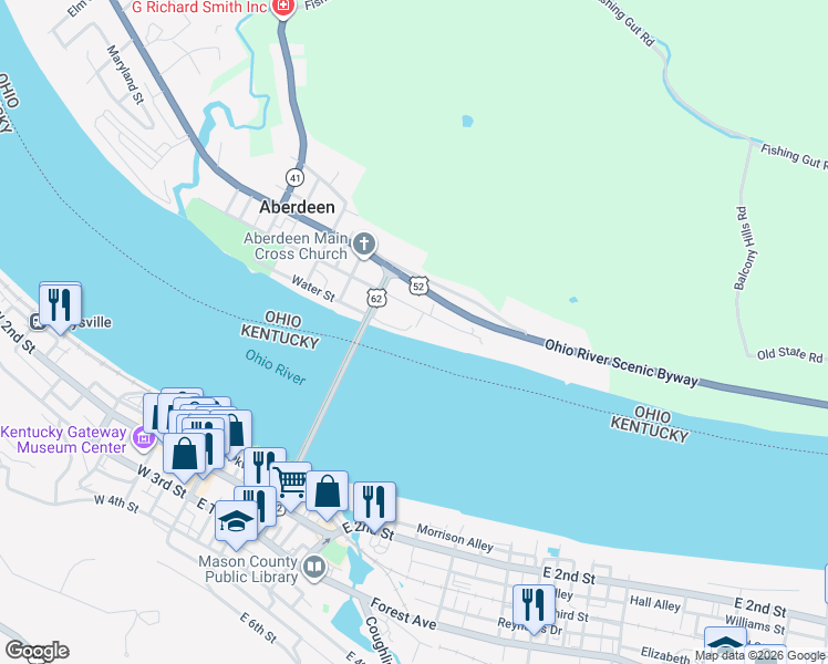 map of restaurants, bars, coffee shops, grocery stores, and more near 5 Walnut Street in Aberdeen