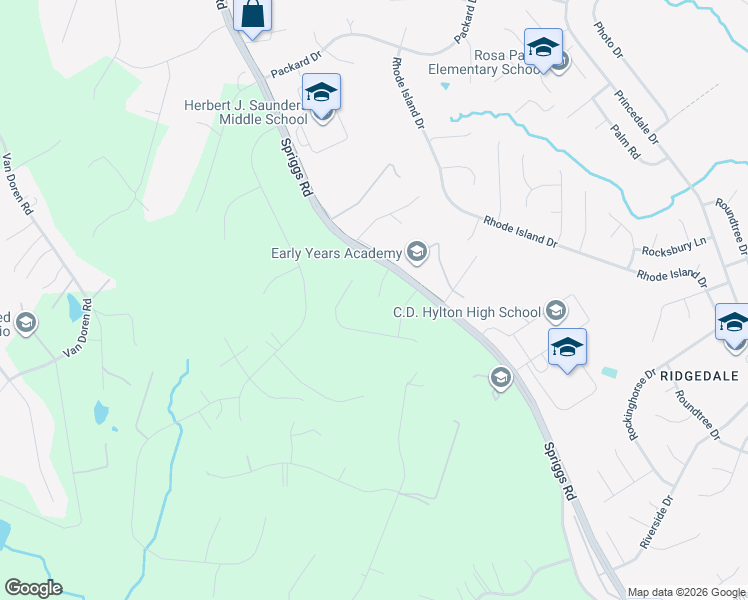 map of restaurants, bars, coffee shops, grocery stores, and more near 13780 Spriggs Road in Manassas