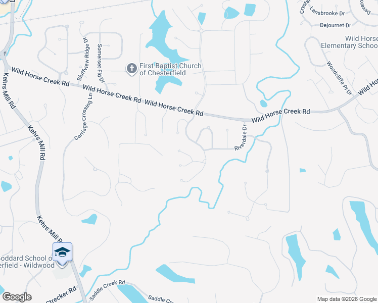 map of restaurants, bars, coffee shops, grocery stores, and more near 1418 Jenwick Court in Chesterfield
