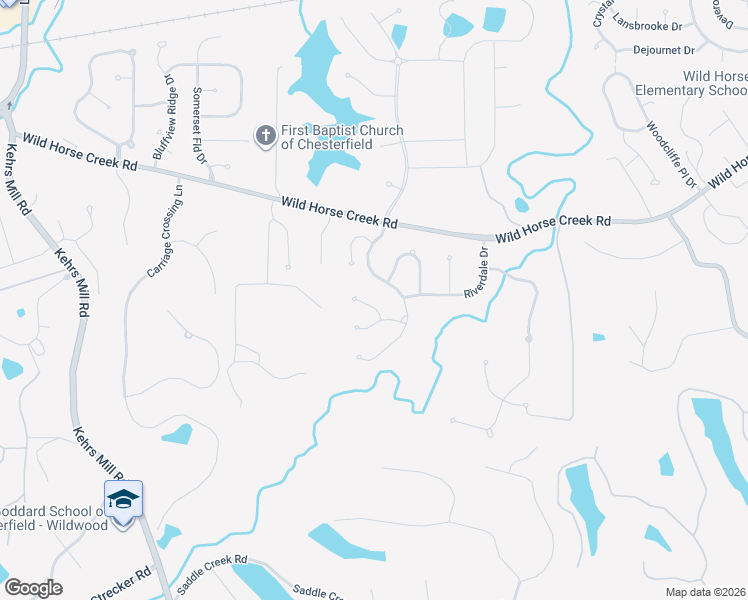 map of restaurants, bars, coffee shops, grocery stores, and more near 1418 Jenwick Court in Chesterfield