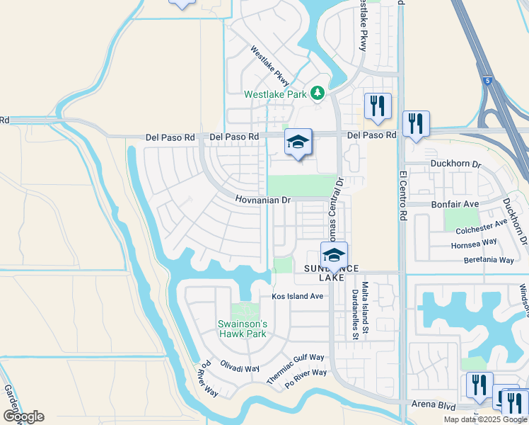 map of restaurants, bars, coffee shops, grocery stores, and more near 4430 Libyan Sea Lane in Sacramento