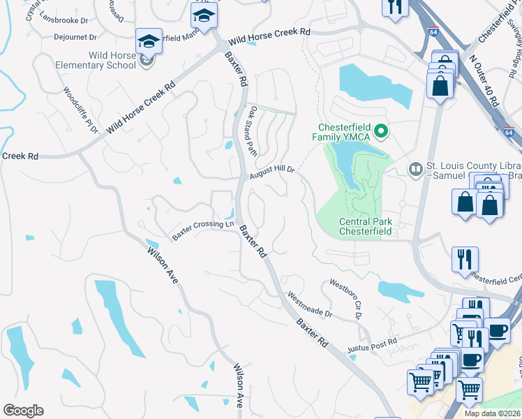 map of restaurants, bars, coffee shops, grocery stores, and more near 848 Stone Meadow Drive in Chesterfield