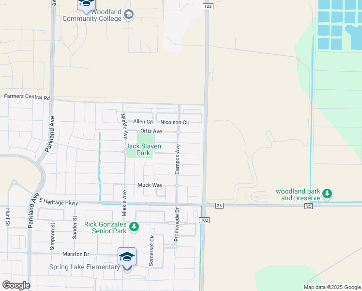 map of restaurants, bars, coffee shops, grocery stores, and more near 1701 Campos Avenue in Woodland