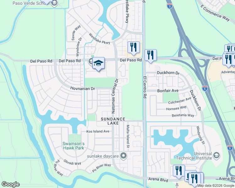 map of restaurants, bars, coffee shops, grocery stores, and more near 4467 Adriatic Sea Way in Sacramento