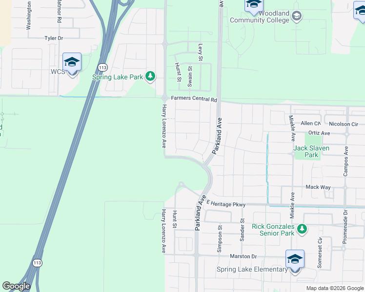 map of restaurants, bars, coffee shops, grocery stores, and more near 19567 County Road 101 in Woodland