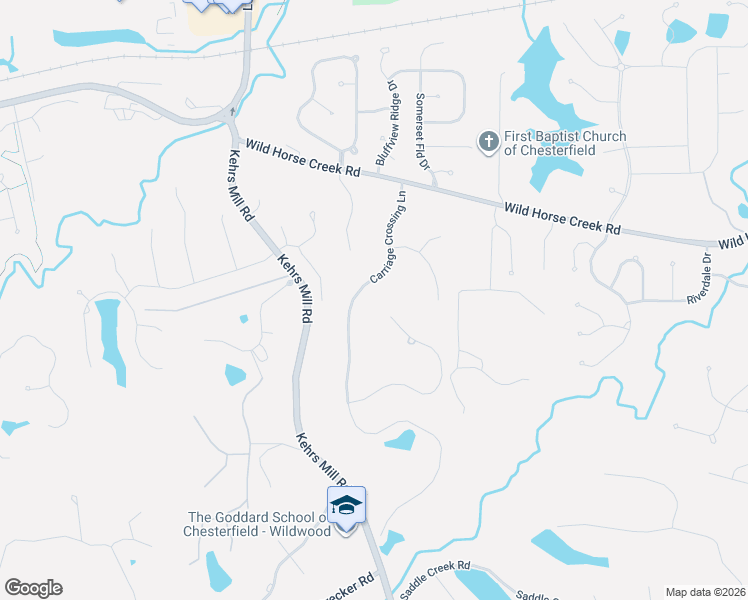 map of restaurants, bars, coffee shops, grocery stores, and more near 17102 Surrey View Drive in Chesterfield