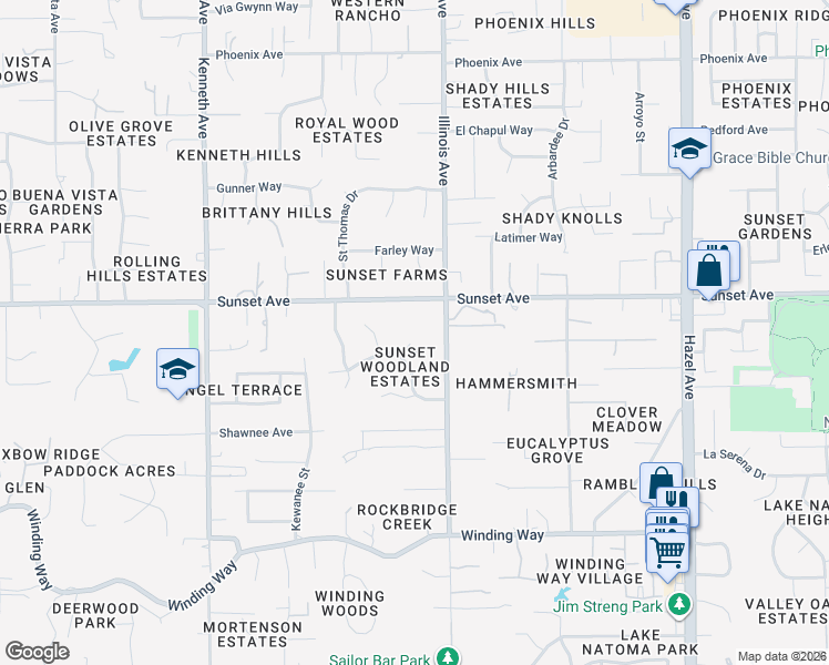 map of restaurants, bars, coffee shops, grocery stores, and more near 8635 Olivewood Court in Fair Oaks