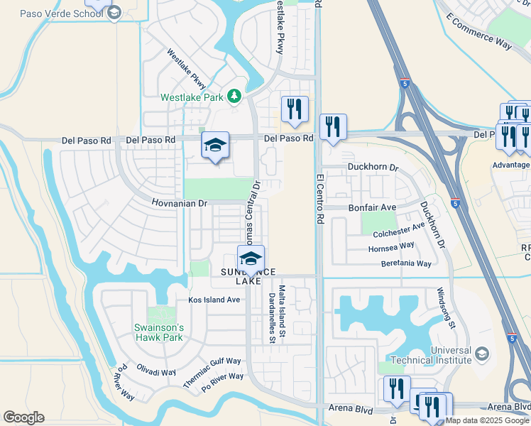 map of restaurants, bars, coffee shops, grocery stores, and more near 4472 Adriatic Sea Way in Sacramento