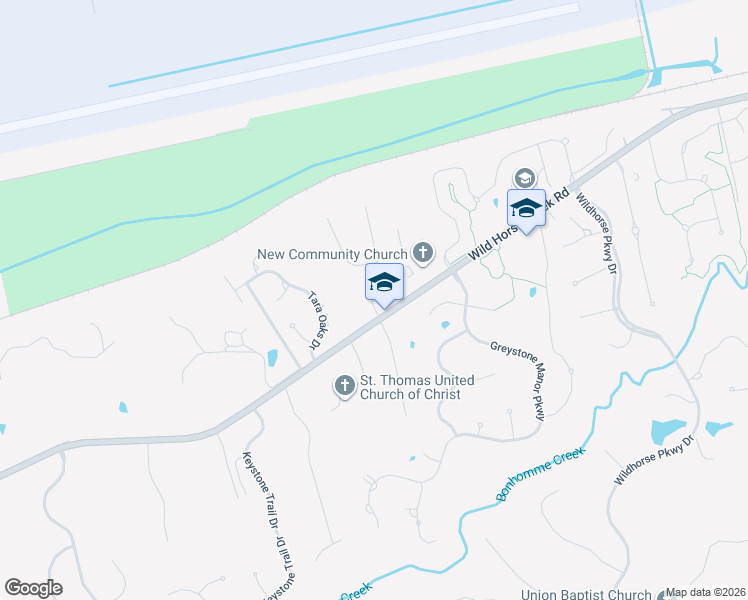 map of restaurants, bars, coffee shops, grocery stores, and more near 17803 Wild Horse Creek Road in Chesterfield