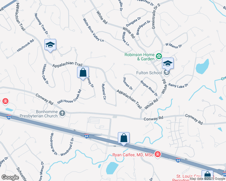 map of restaurants, bars, coffee shops, grocery stores, and more near 14908 Appalachian Trail in Chesterfield