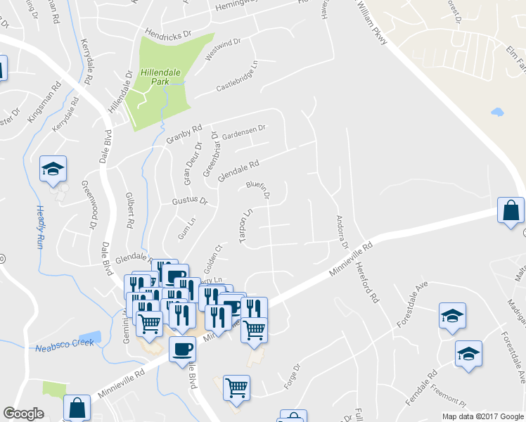 map of restaurants, bars, coffee shops, grocery stores, and more near 4078 Tarpon Lane in Woodbridge