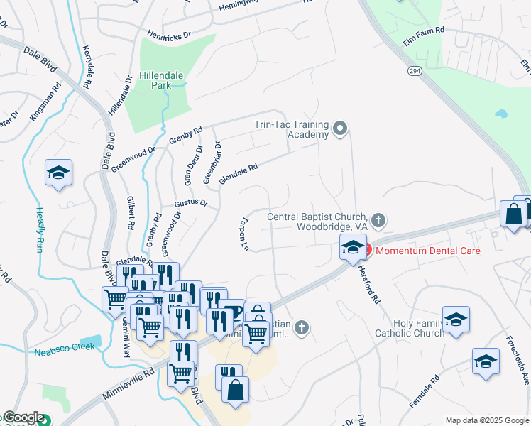 map of restaurants, bars, coffee shops, grocery stores, and more near 4078 Tarpon Lane in Woodbridge