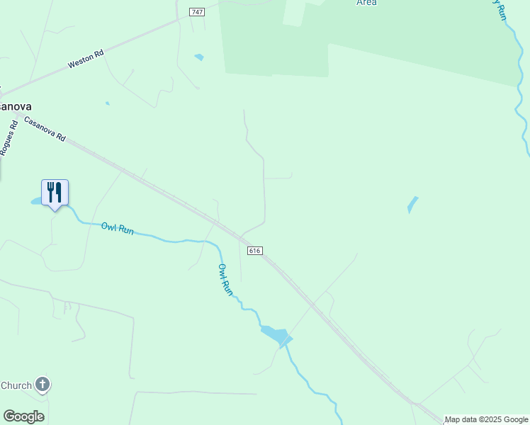 map of restaurants, bars, coffee shops, grocery stores, and more near Tally Ho Lane in Catlett