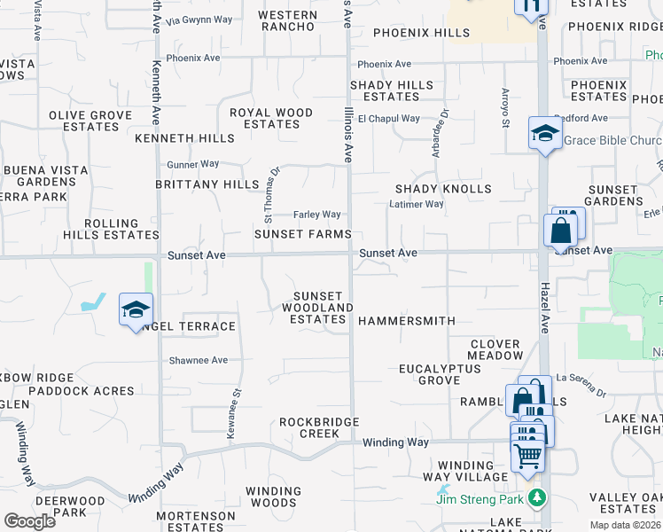 map of restaurants, bars, coffee shops, grocery stores, and more near 8635 Olivewood Court in Fair Oaks