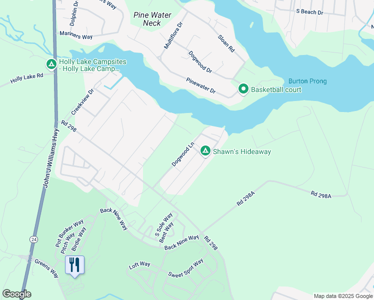 map of restaurants, bars, coffee shops, grocery stores, and more near 24491 Dogwood Lane in Millsboro