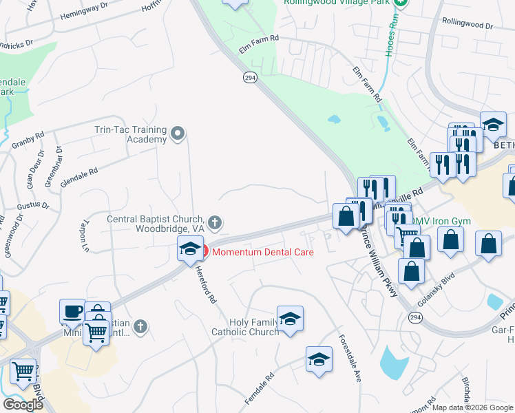 map of restaurants, bars, coffee shops, grocery stores, and more near in Dale City