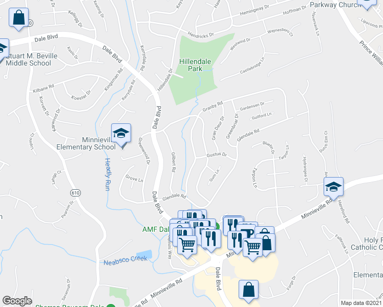 map of restaurants, bars, coffee shops, grocery stores, and more near 4326 Granby Road in Woodbridge