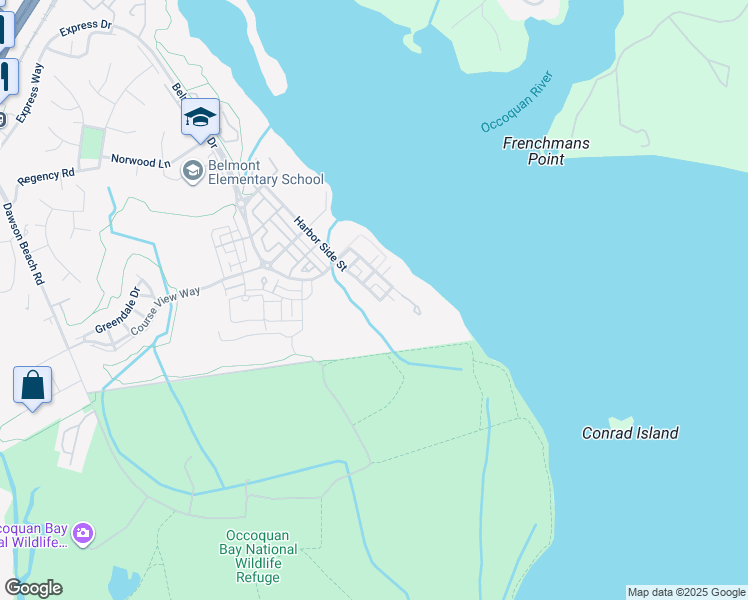 map of restaurants, bars, coffee shops, grocery stores, and more near 485 Harbor Side Street in Woodbridge