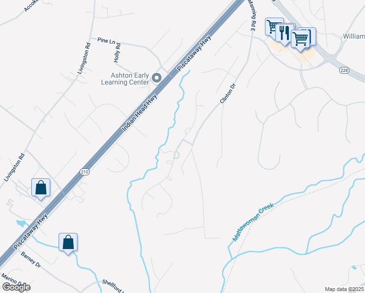 map of restaurants, bars, coffee shops, grocery stores, and more near 17202 Madrillon Way in Accokeek