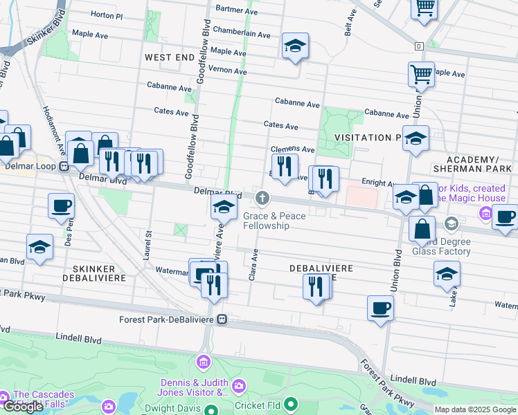 map of restaurants, bars, coffee shops, grocery stores, and more near in 