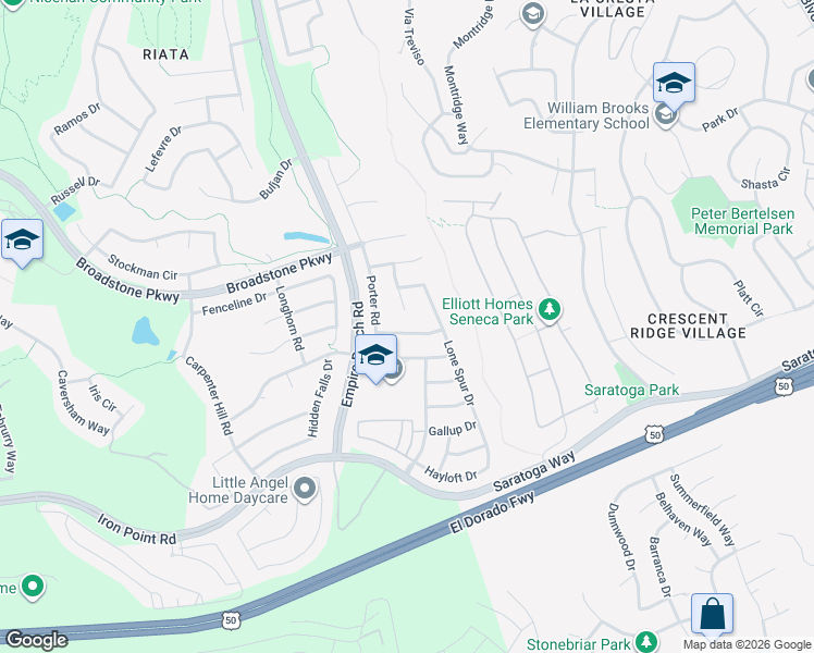 map of restaurants, bars, coffee shops, grocery stores, and more near 427 Chaparral Drive in Folsom