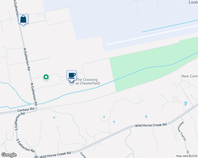 map of restaurants, bars, coffee shops, grocery stores, and more near 120 N Eatherton Rd in Chesterfield