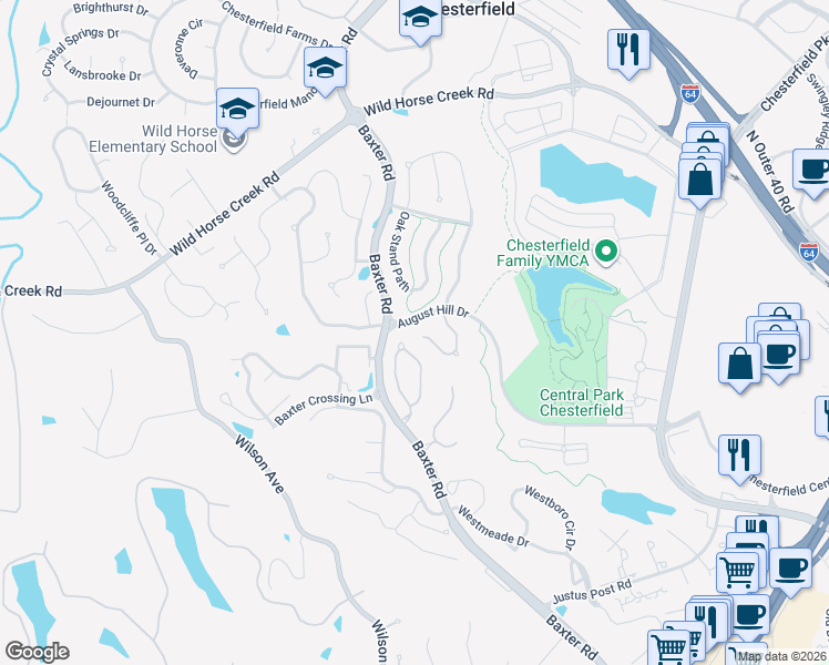 map of restaurants, bars, coffee shops, grocery stores, and more near 695 Stonebrook Court in Chesterfield