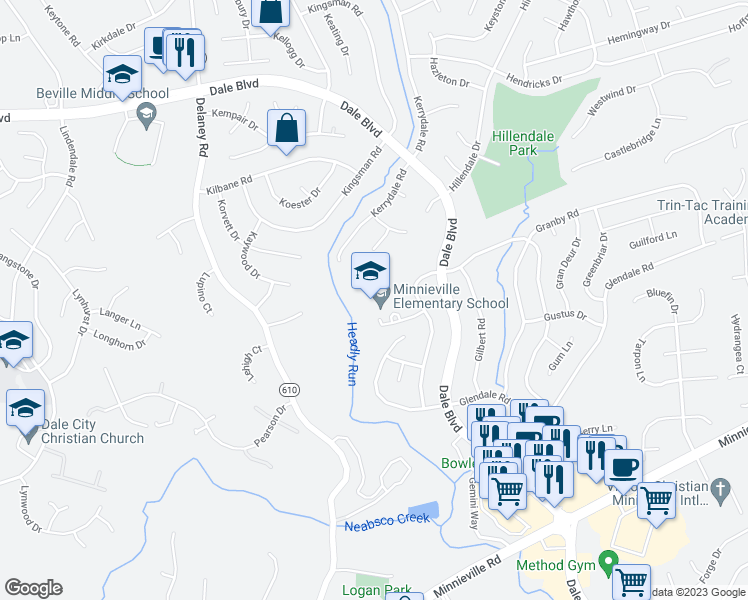 map of restaurants, bars, coffee shops, grocery stores, and more near 13639 Greenwood Drive in Woodbridge
