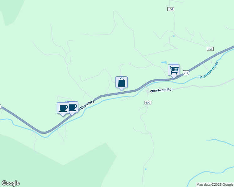 map of restaurants, bars, coffee shops, grocery stores, and more near 11790 Lee Highway in Sperryville