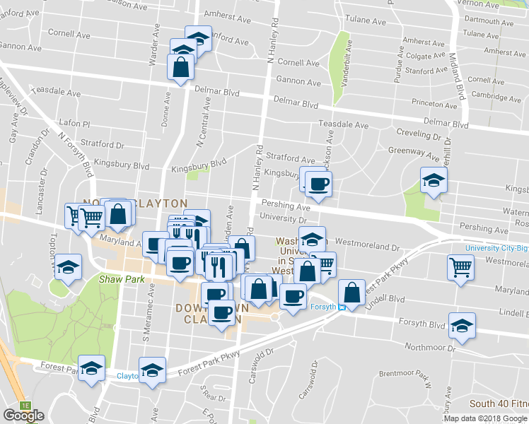 map of restaurants, bars, coffee shops, grocery stores, and more near 365 Mission Court in University City