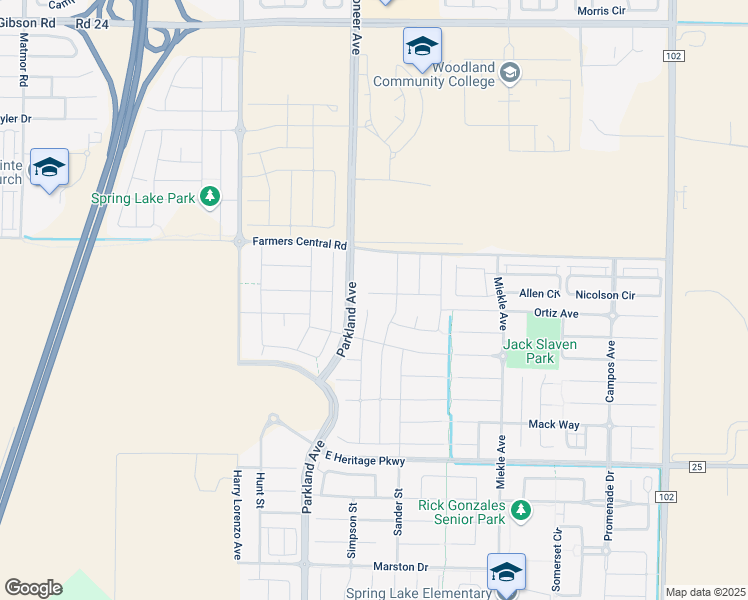 map of restaurants, bars, coffee shops, grocery stores, and more near 2174 Armus Place in Woodland