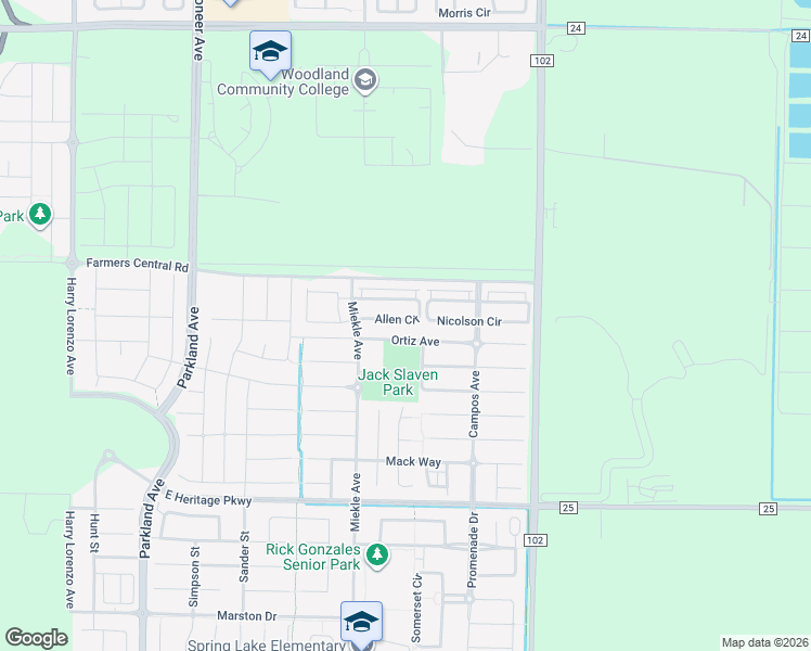 map of restaurants, bars, coffee shops, grocery stores, and more near 2566 Allen Circle in Woodland