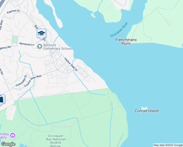 map of restaurants, bars, coffee shops, grocery stores, and more near 440 Belmont Bay Drive in Woodbridge