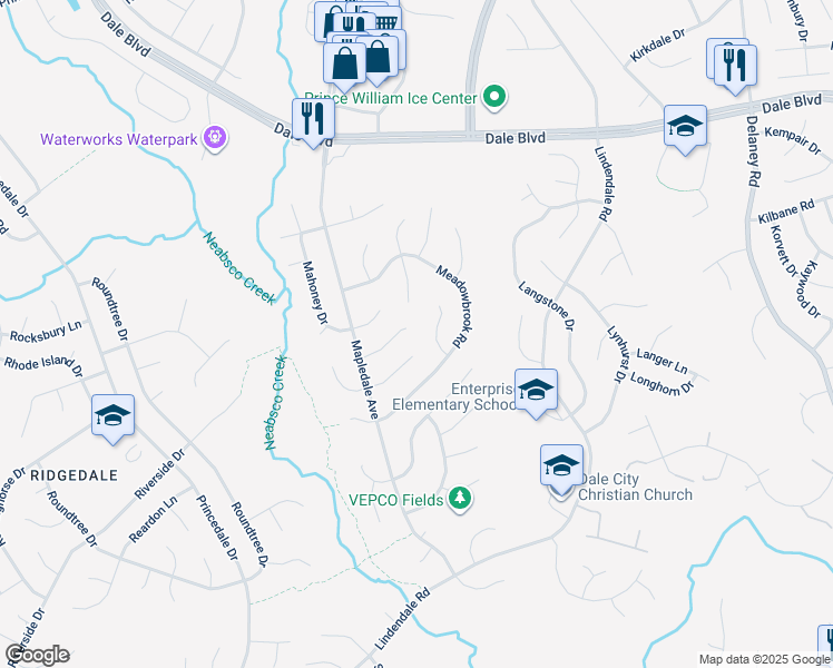 map of restaurants, bars, coffee shops, grocery stores, and more near 5273 Mantle Ct in Woodbridge