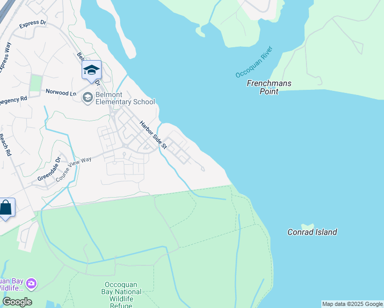 map of restaurants, bars, coffee shops, grocery stores, and more near 440 Belmont Bay Drive in Woodbridge