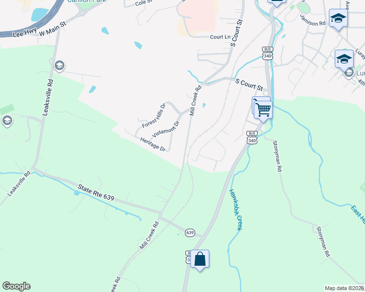 map of restaurants, bars, coffee shops, grocery stores, and more near 472 State Route 638 in Luray