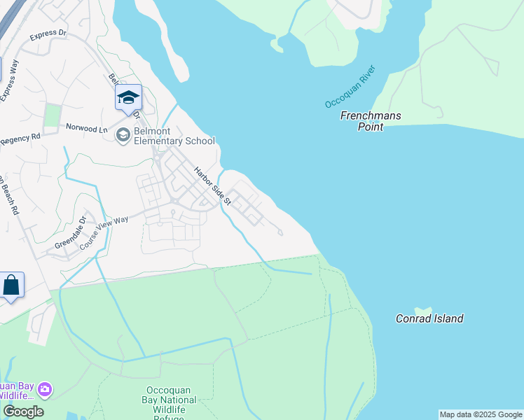 map of restaurants, bars, coffee shops, grocery stores, and more near 440 Belmont Bay Drive in Woodbridge