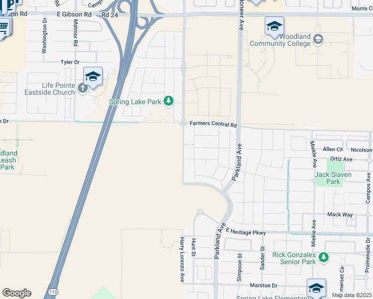 map of restaurants, bars, coffee shops, grocery stores, and more near 1625 Harry Lorenzo Avenue in Woodland