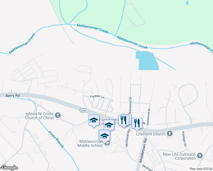 map of restaurants, bars, coffee shops, grocery stores, and more near 10333 Cassidy Court in Waldorf