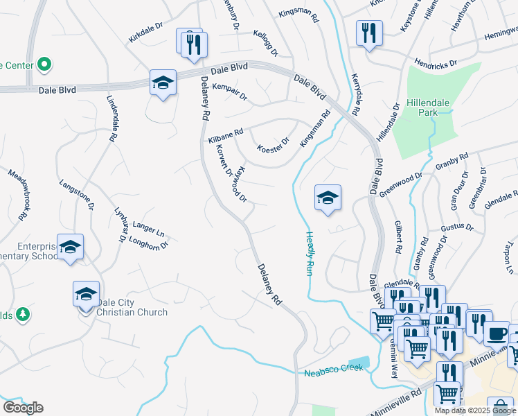 map of restaurants, bars, coffee shops, grocery stores, and more near 13801 Kushner Street in Woodbridge